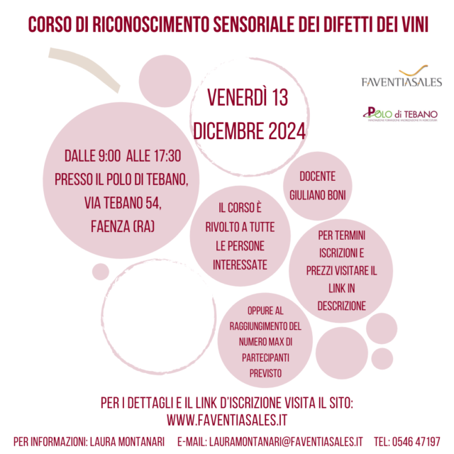 CORSO DI RICONOSCIMENTO SENSORIALE DEI DIFETTI DEI VINI